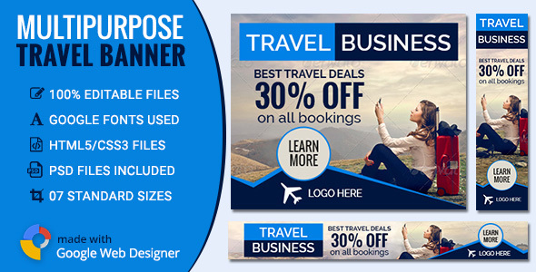 GWD - Travel & Tourism Banners - 7 Sizes