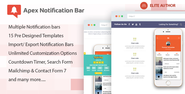 Apex Notification Bar v2.0.5 - Responsive Notification Bar Plugin for WordPress