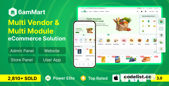 6amMart v4.0 - Multivendor Food, Grocery, eCommerce, Parcel, Pharmacy delivery app with Admin & Website - nulled